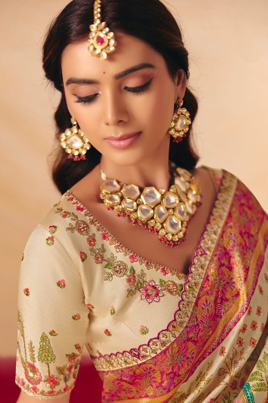 Cream Zari Work Dola Silk Saree With Embroidery-SAR12071_2_SareeButa.com