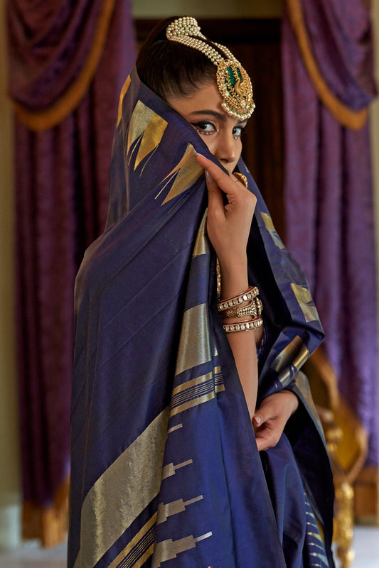 Dark Blue Woven Silk Saree-SAR11336_2_SareeButa.com