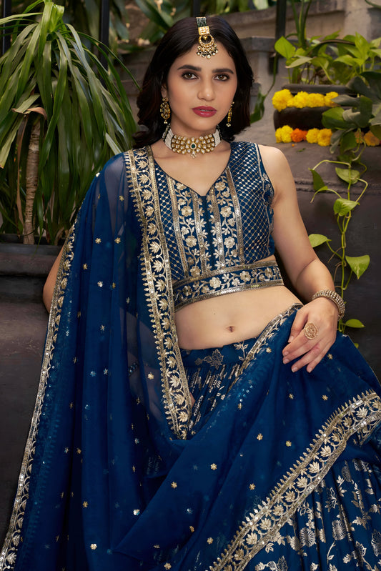 Dove Blue Semi-Stitched Embroidered Jacquard Silk Lehenga-LC215_2_SareeButa.com