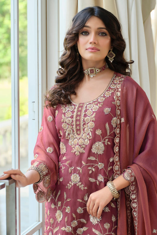 Dusky Pink Readymade Embroidered Moss Silk Suit-SAR12175_2_SareeButa.com