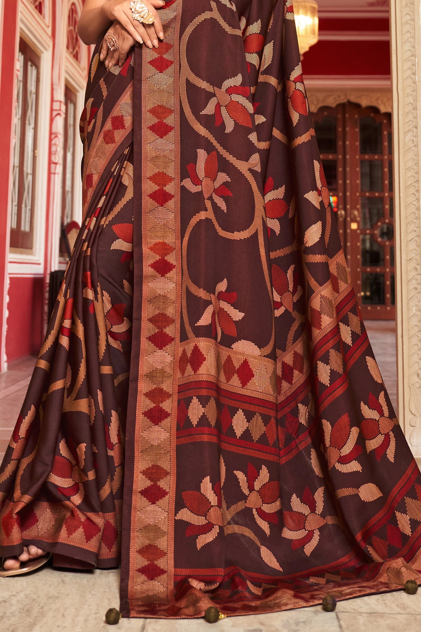 Earthen Brown Silk Saree-SAR11325_4_SareeButa.com