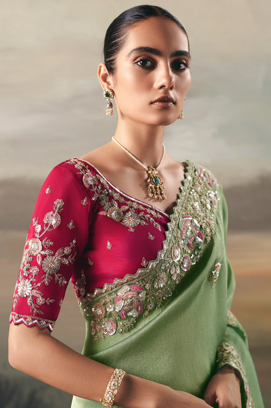 Emerald Green Embroidered Tissue Saree-SAR10835_2_SareeButa.com