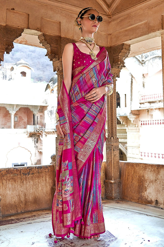 Fuchsia Pink Printed Patola Silk Saree-SAR11309_2_SareeButa.com