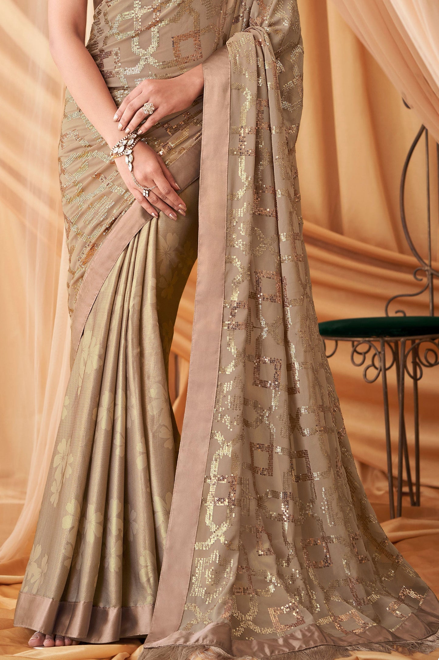 golden-sequined-satin-georgette-saree-zb131077_3_SareeButa.com