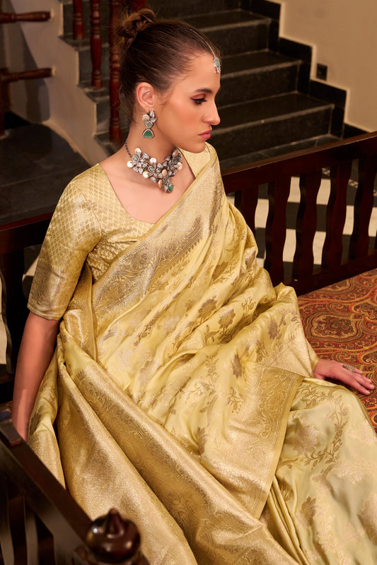 Golden Beige Woven Satin Silk Saree-ZB134409_2_SareeButa.com