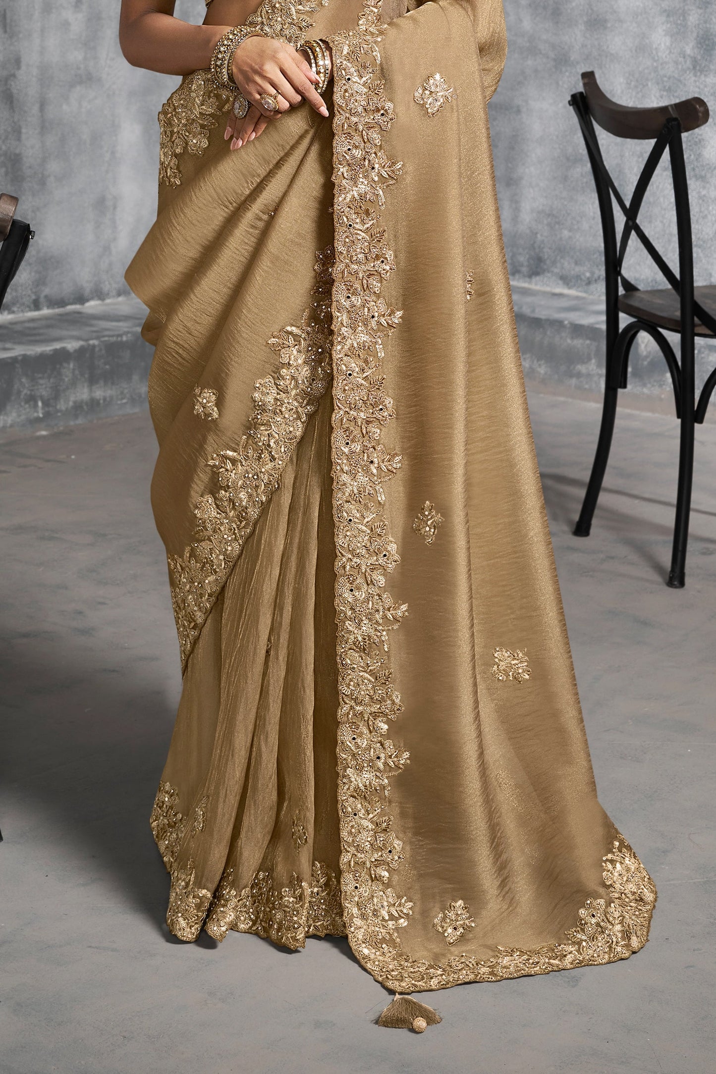 Golden Brown Embroidered Tissue Silk Saree-SAR10457_5_SareeButa.com