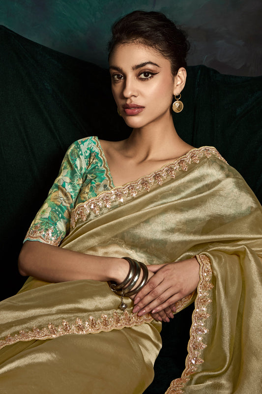 Golden Embroidered Organza Saree-ZB134070_2_SareeButa.com
