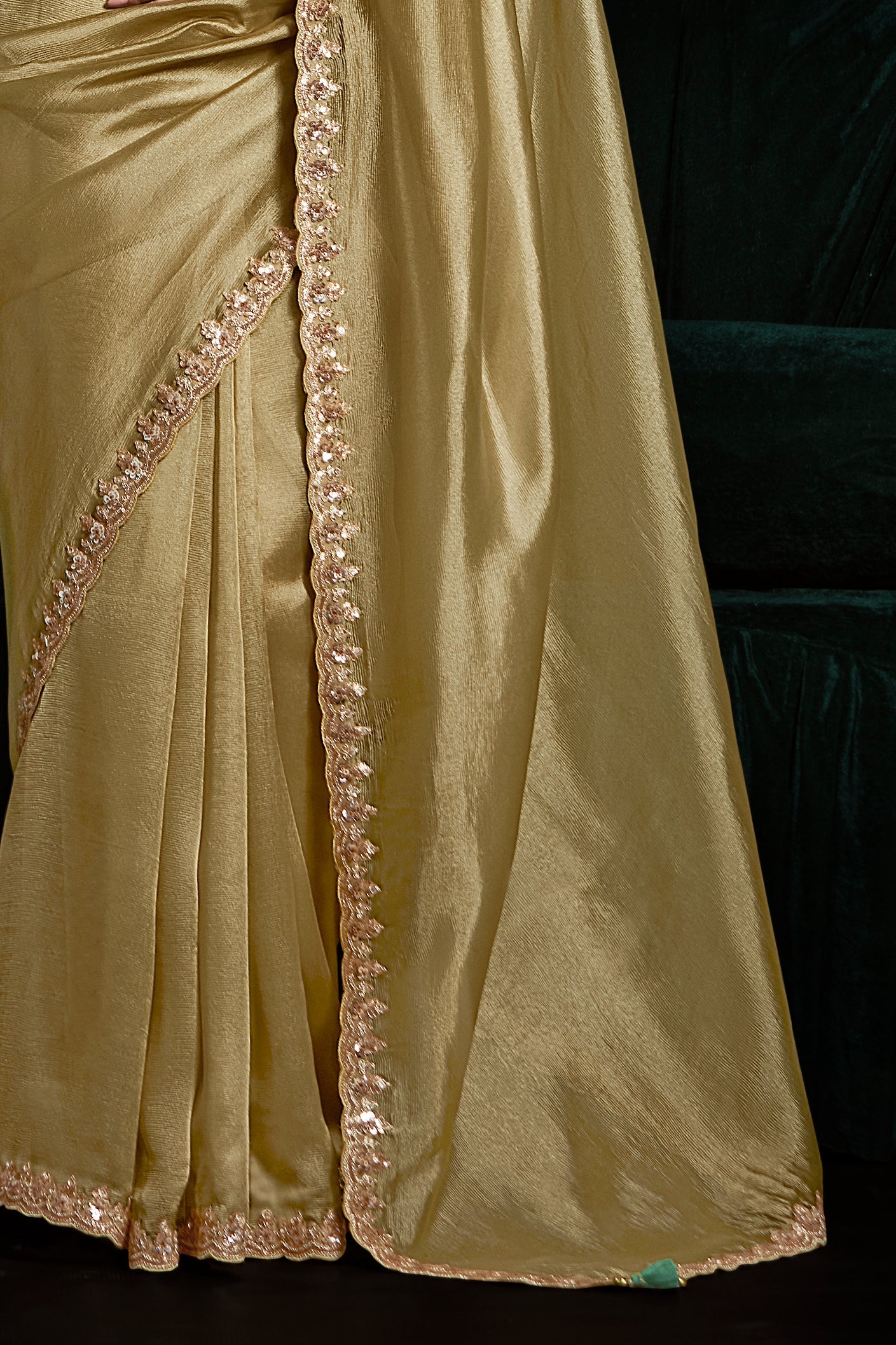Golden Embroidered Organza Saree-ZB134070_4_SareeButa.com