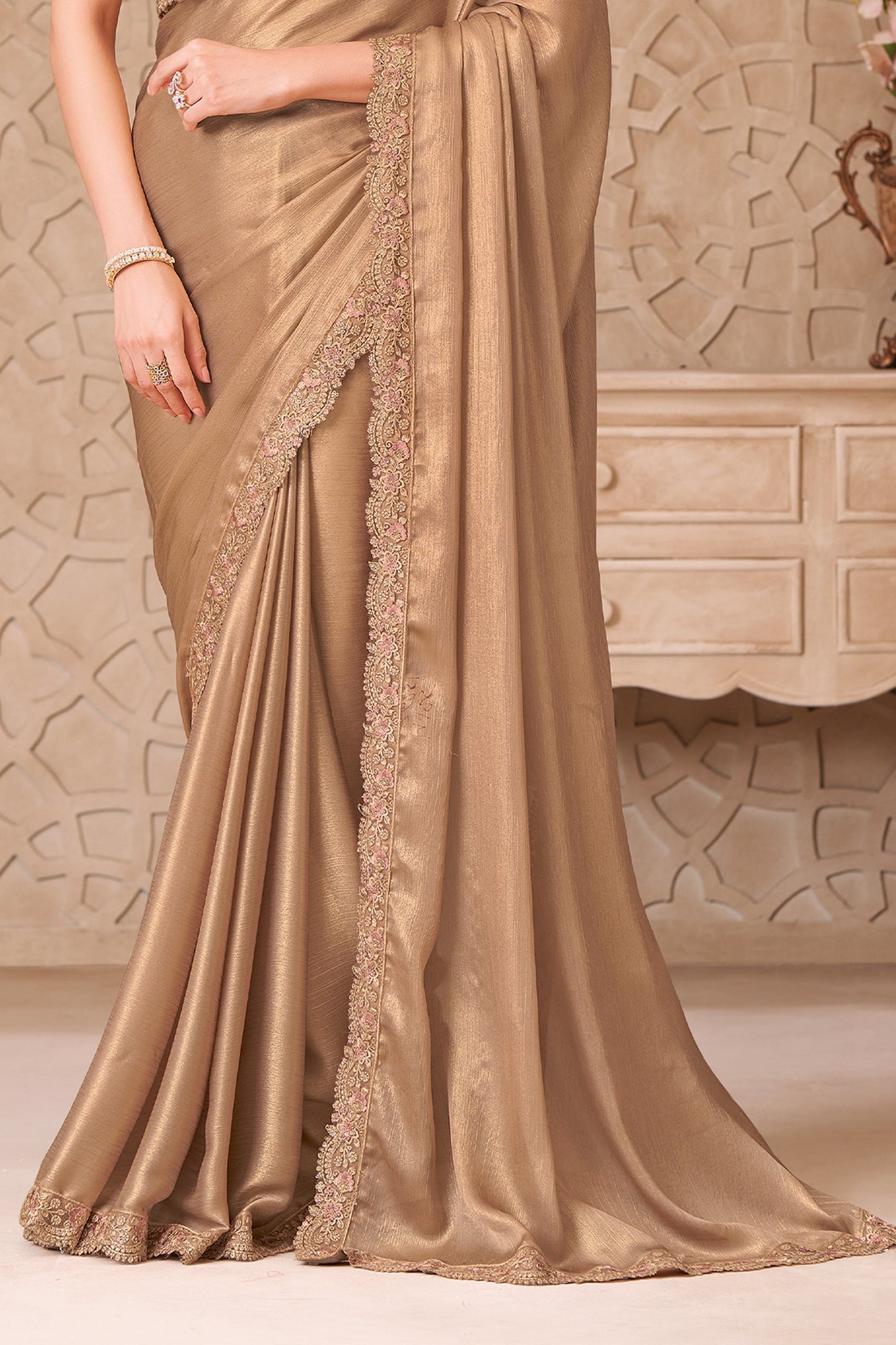 Golden Embroidered Satin Georgette Saree-SAR10588_5_SareeButa.com