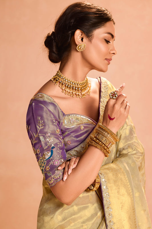 Golden Tissue Silk Saree with Zari Work-ZB133864_2_SareeButa.com