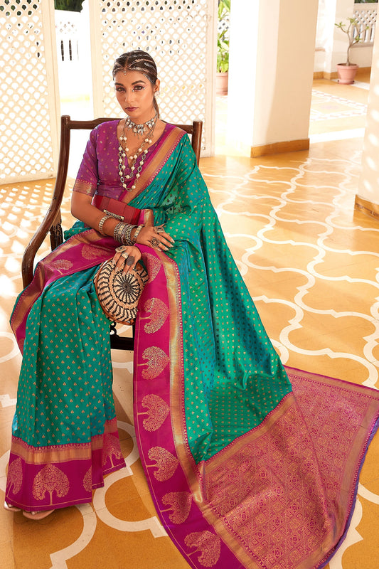 Green Banarasi Silk Saree-ZB133017_2_SareeButa.com