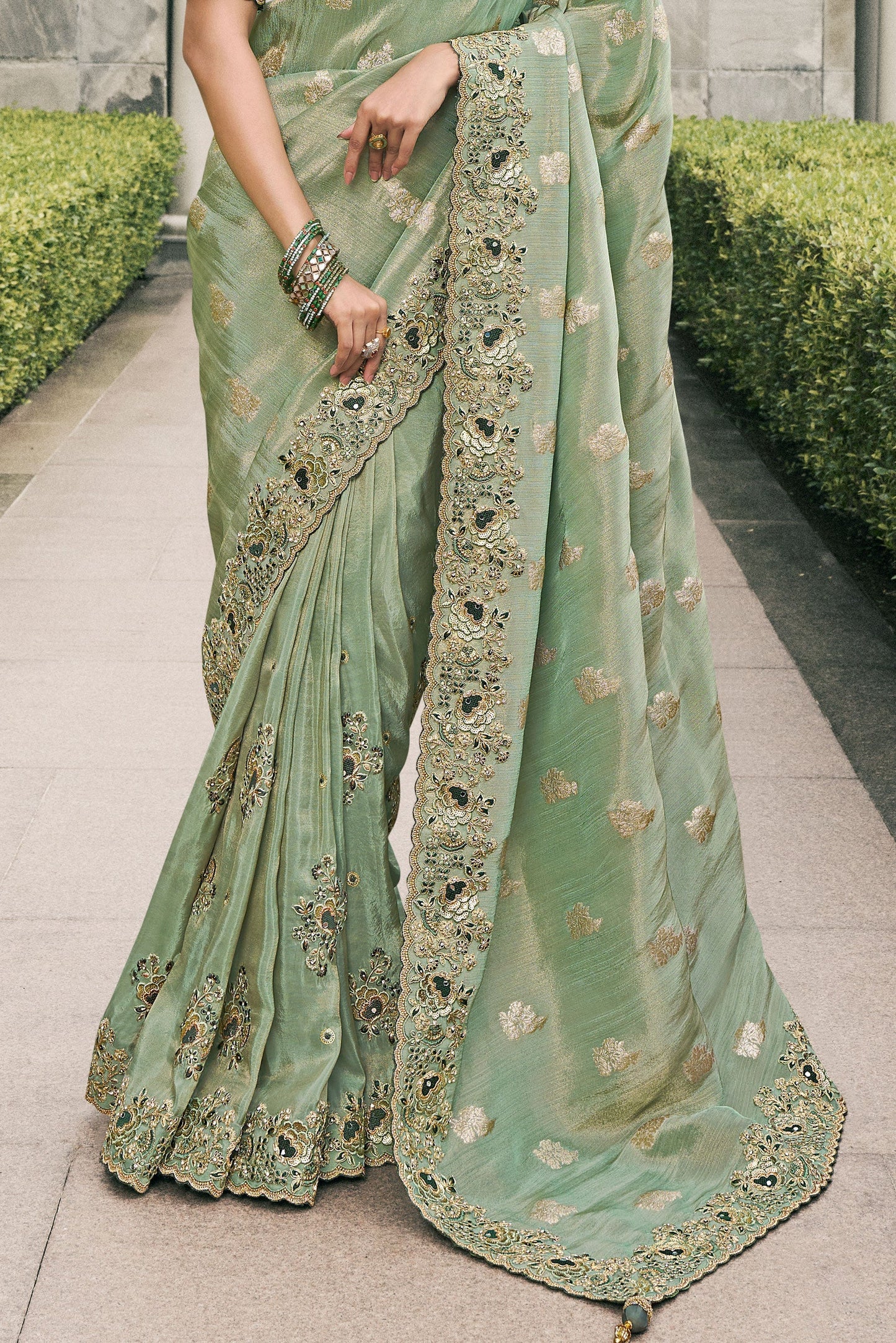Green Heavy Work Pure Tissue Silk Saree-ZB133301_4_SareeButa.com