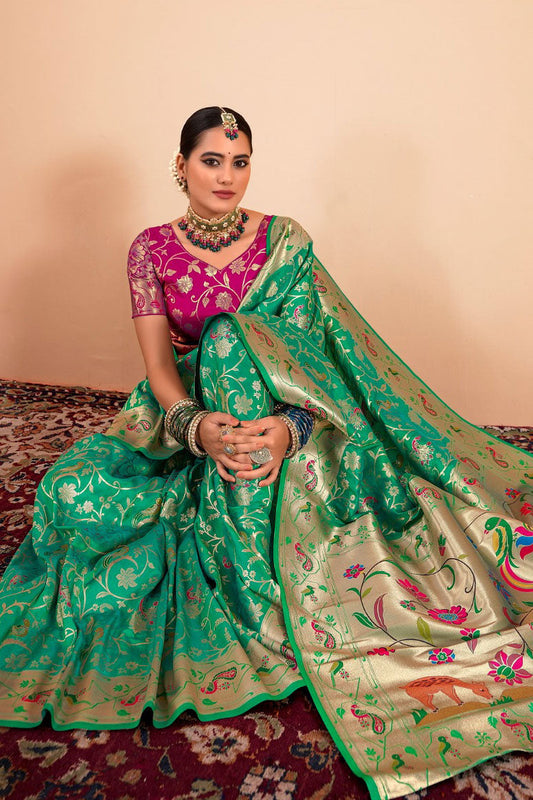 Green Paithani Silk Saree-ZB133975_2_SareeButa.com