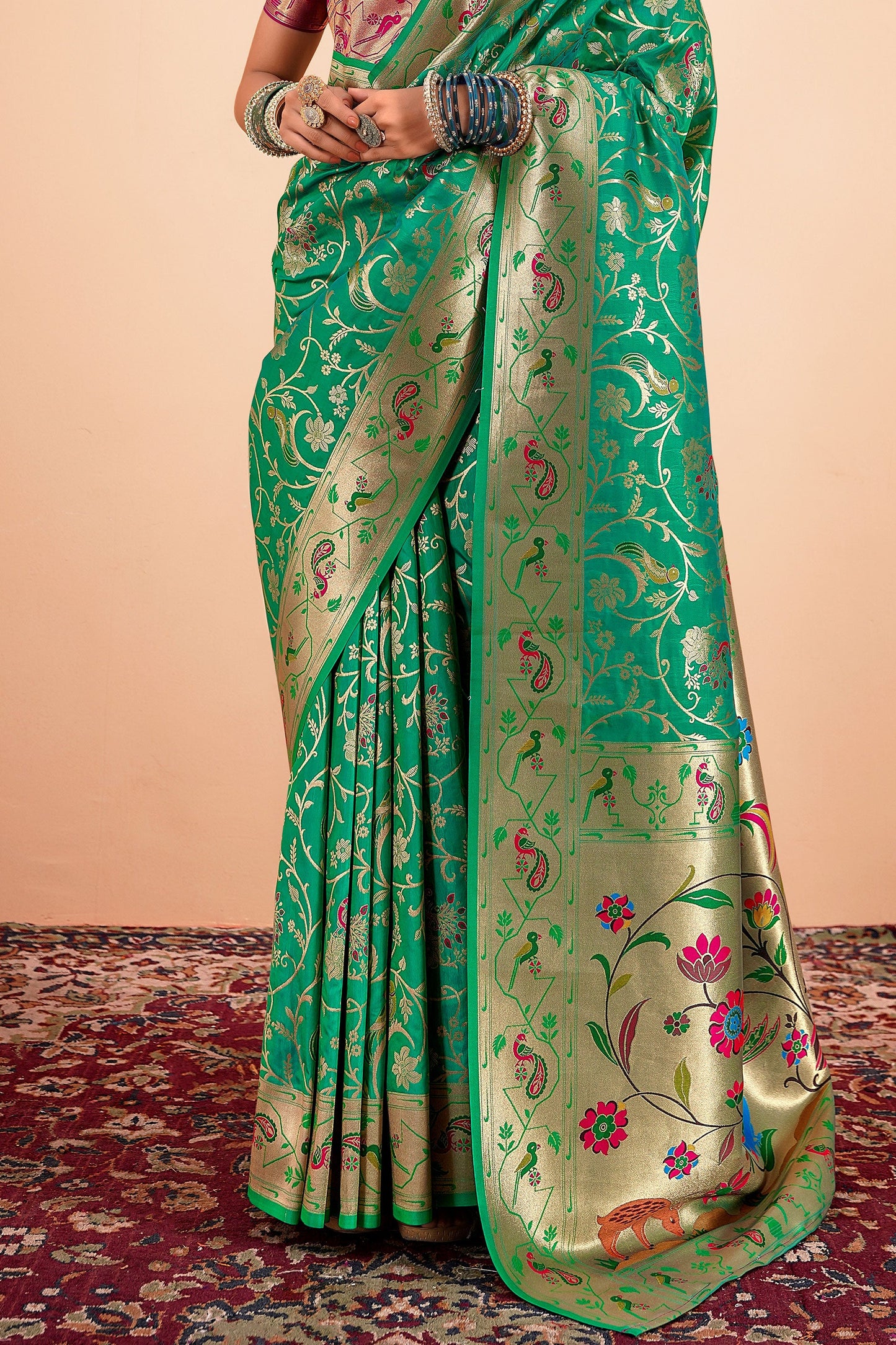 Green Paithani Silk Saree-ZB133975_3_SareeButa.com