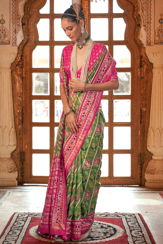 Green Printed Silk Patola Saree-ZB133146_2_SareeButa.com