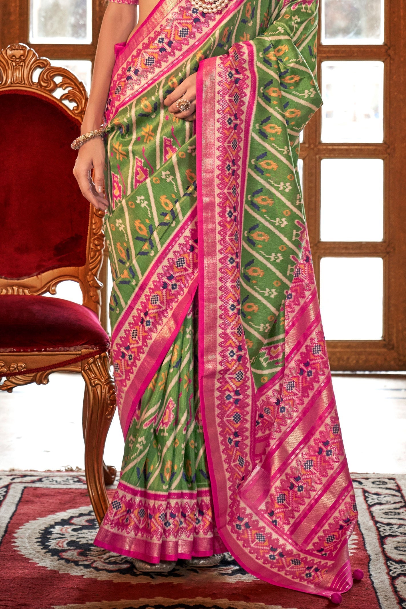 Green Printed Silk Patola Saree-ZB133146_3_SareeButa.com