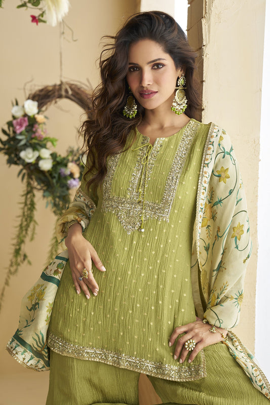 Green Readymade Chinon Silk Sharara Suit-SS818_2_SareeButa.com