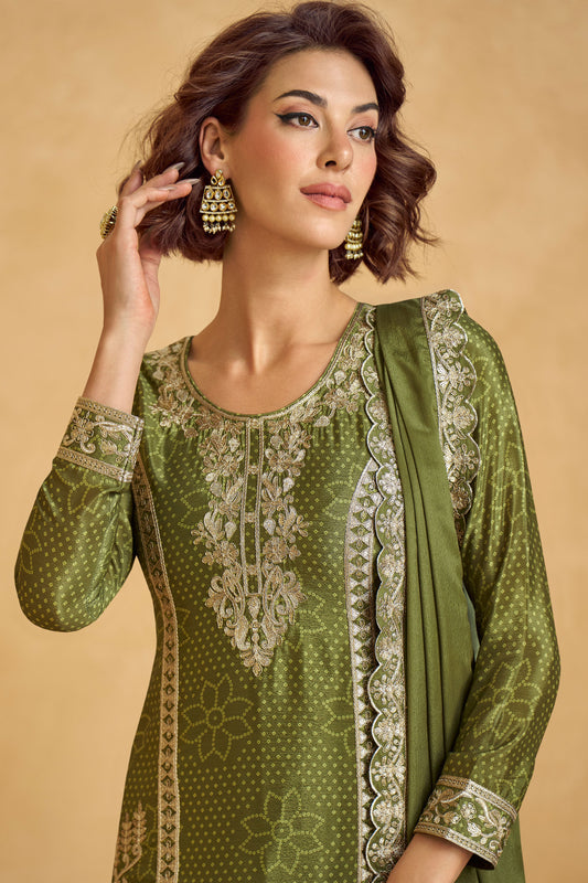 Green Readymade Embroidered Chinon Silk Suit-SS248_2_SareeButa.com