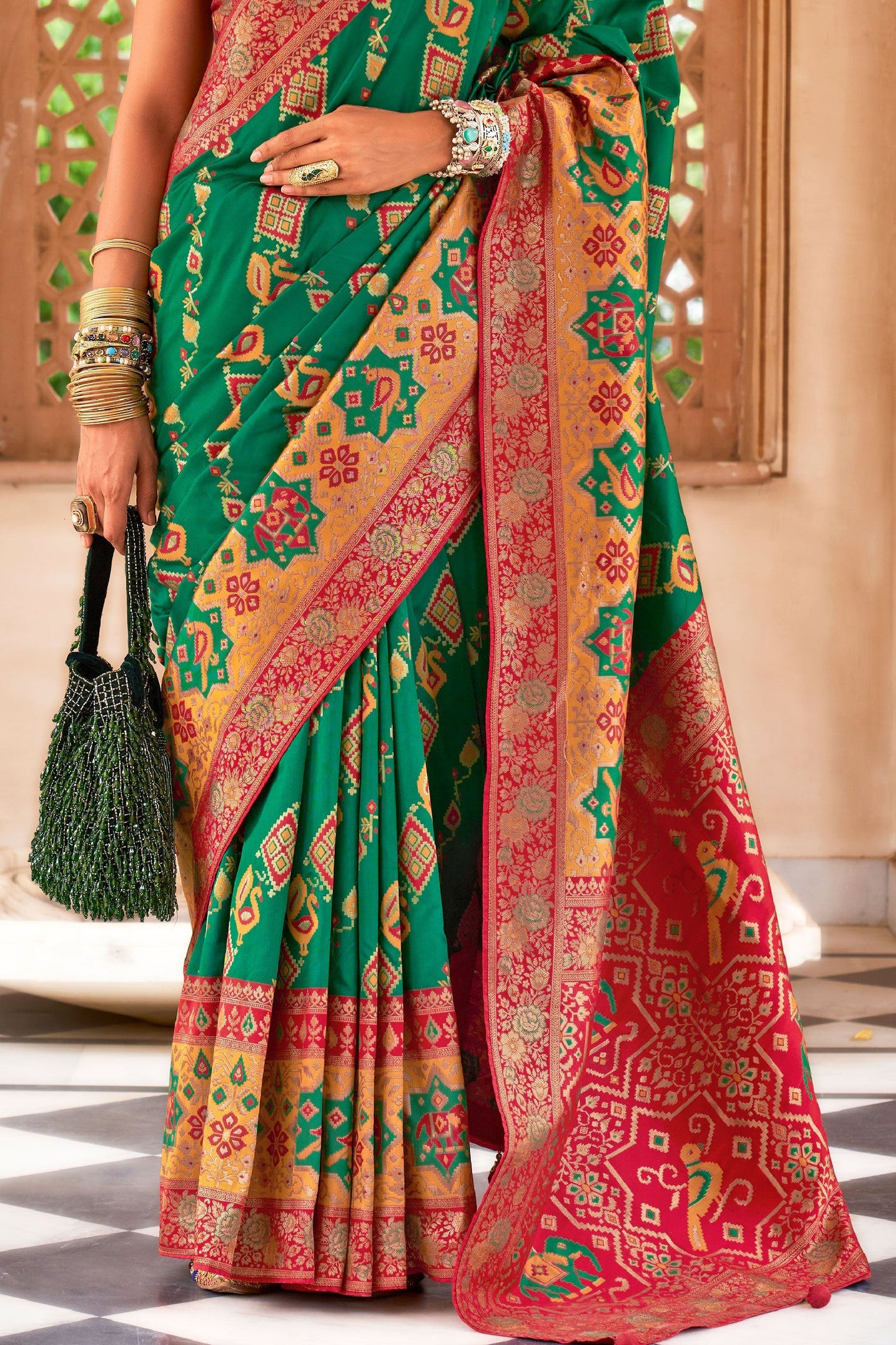 Green Banarasi Silk Saree-ZB133185_3_SareeButa.com