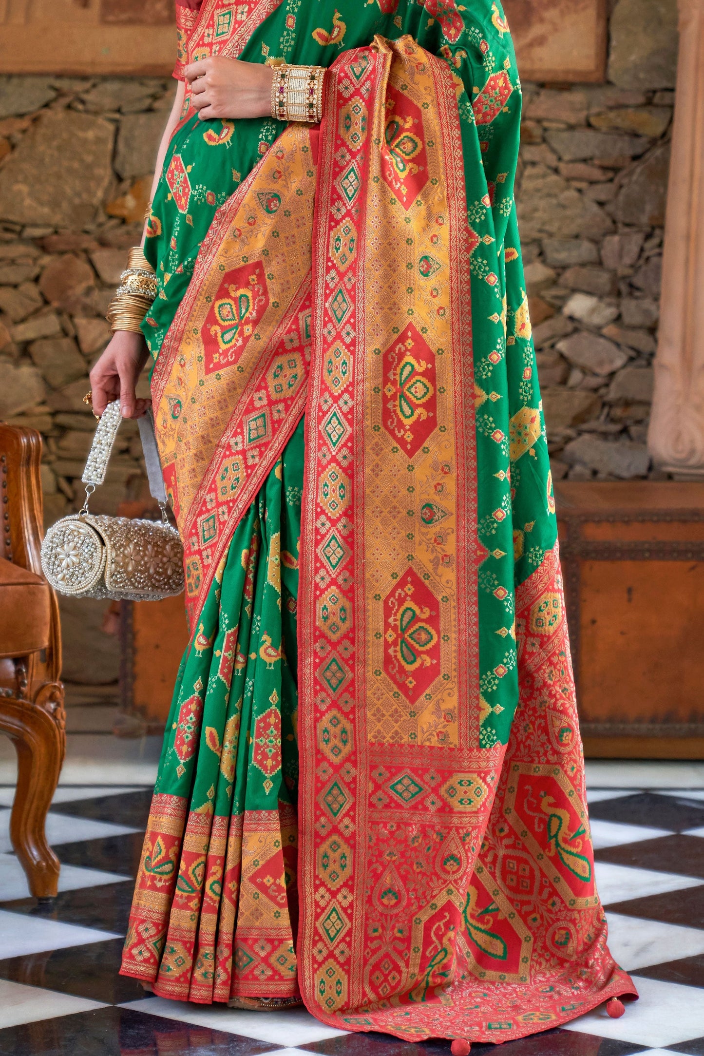 Green Banarasi Silk Saree-ZB133191_3_SareeButa.com