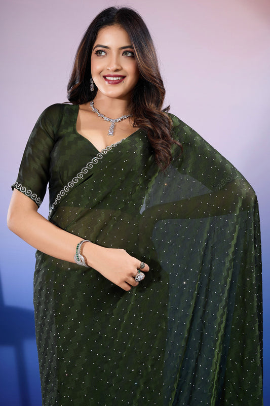 Green Stone Work Chiffon Saree-ZB133341_2_SareeButa.com