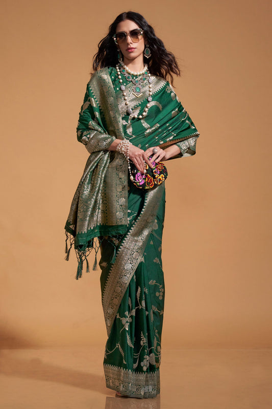 Green Woven Georgette Saree-ZB133028_2_SareeButa.com
