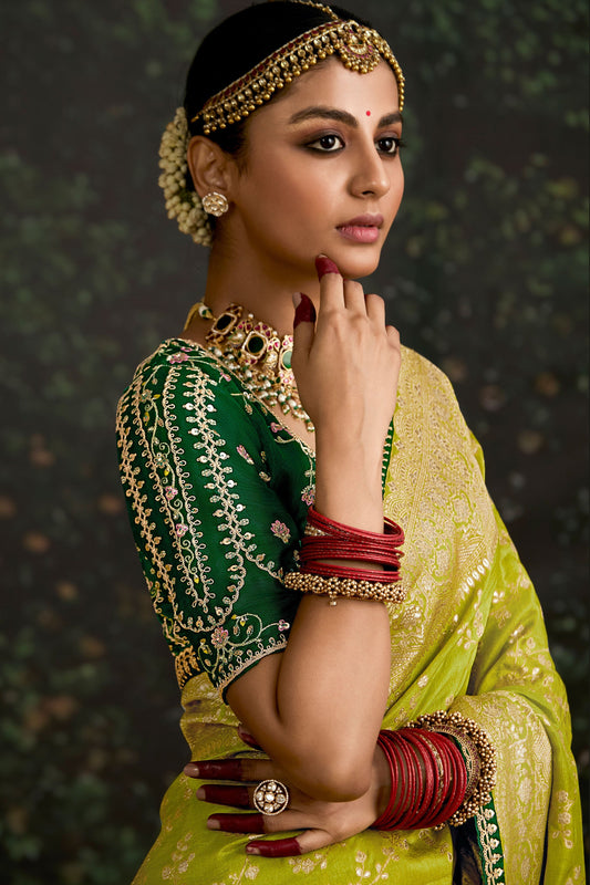 Green Woven Organza Silk Saree-ZB133224_2_SareeButa.com