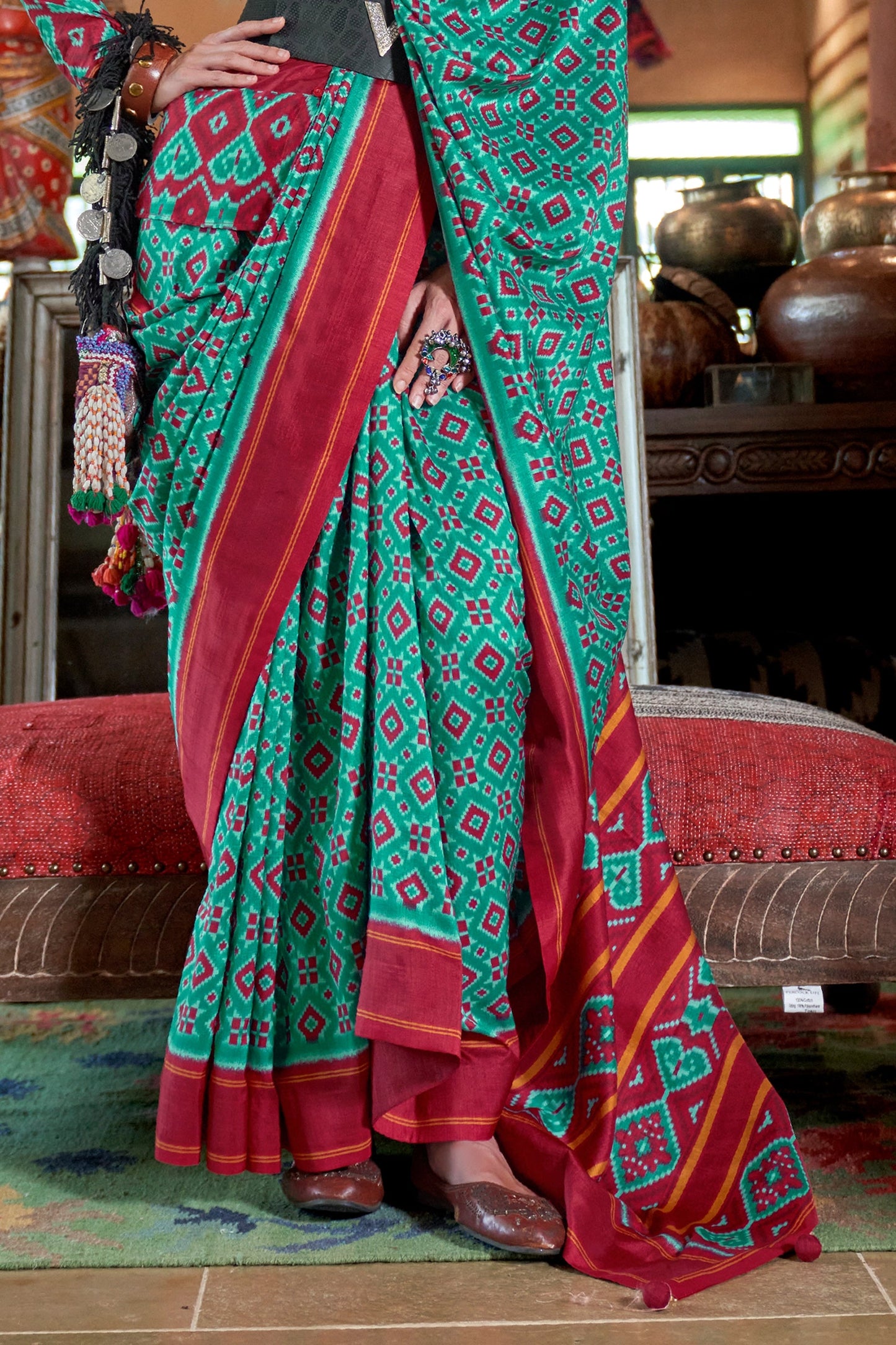 Green And Red Printed Silk Saree-SAR11330_4_SareeButa.com