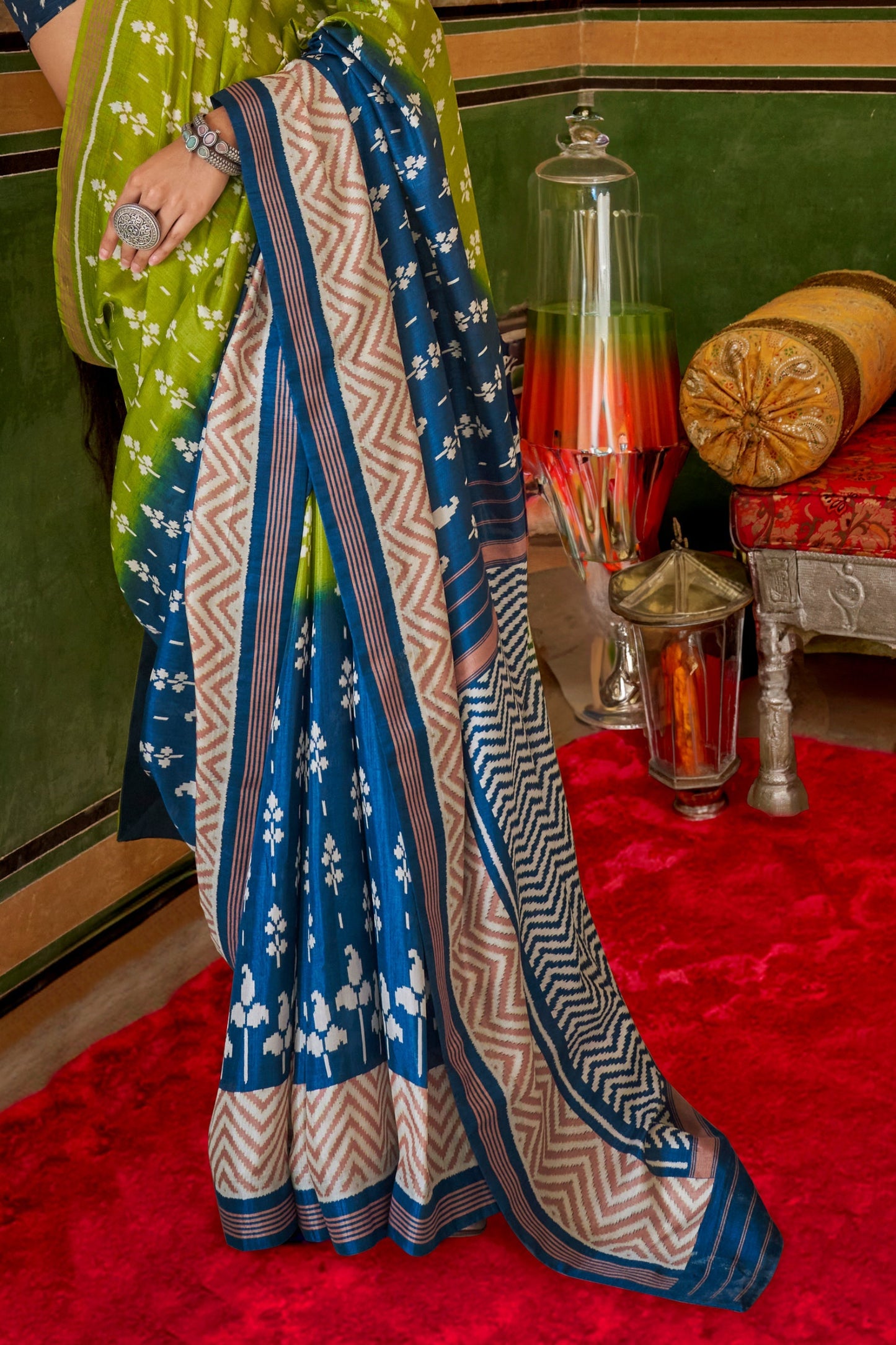 Green Blue Printed Silk Saree-ZB133418_4_SareeButa.com