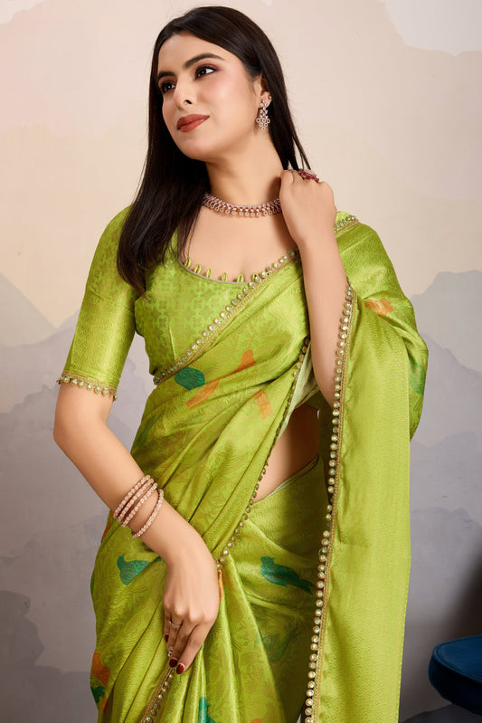 Green Brocade Silk Saree-ZB134252_2_SareeButa.com