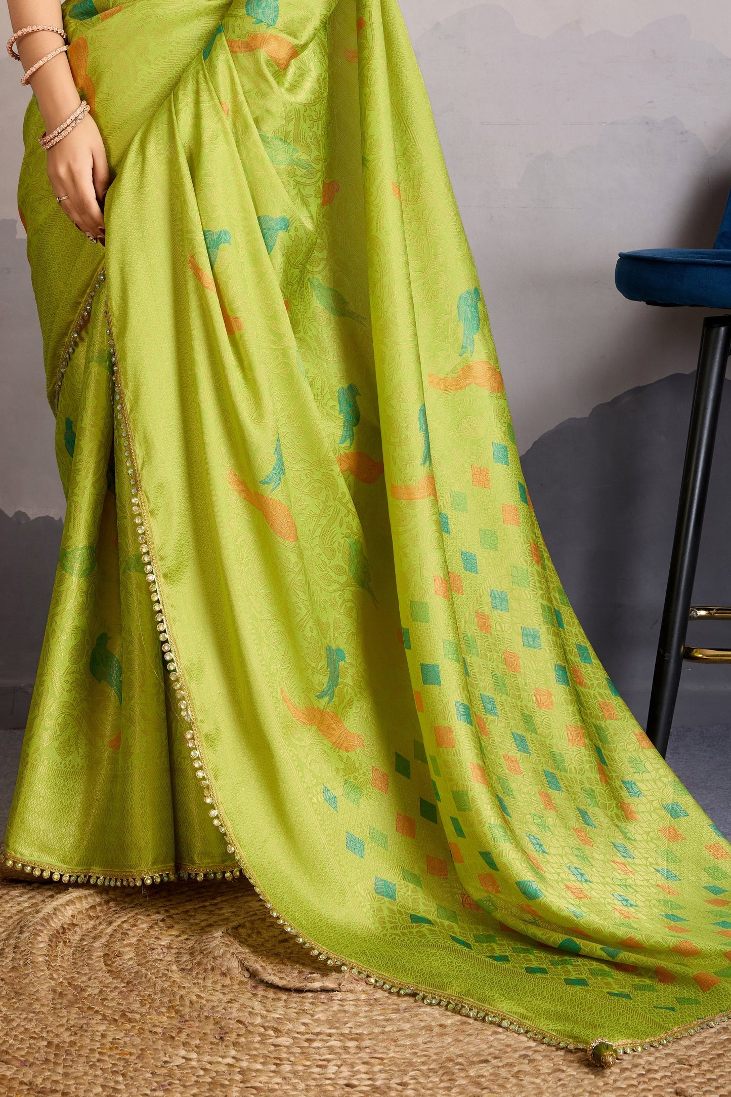 Green Brocade Silk Saree-ZB134252_4_SareeButa.com