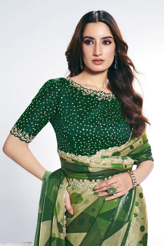 Green Digital Printed Satin Silk Saree-SAR10265_2_SareeButa.com