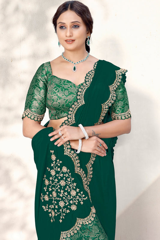 Green Embroidered Crepe Silk Saree-ZB134578_2_SareeButa.com