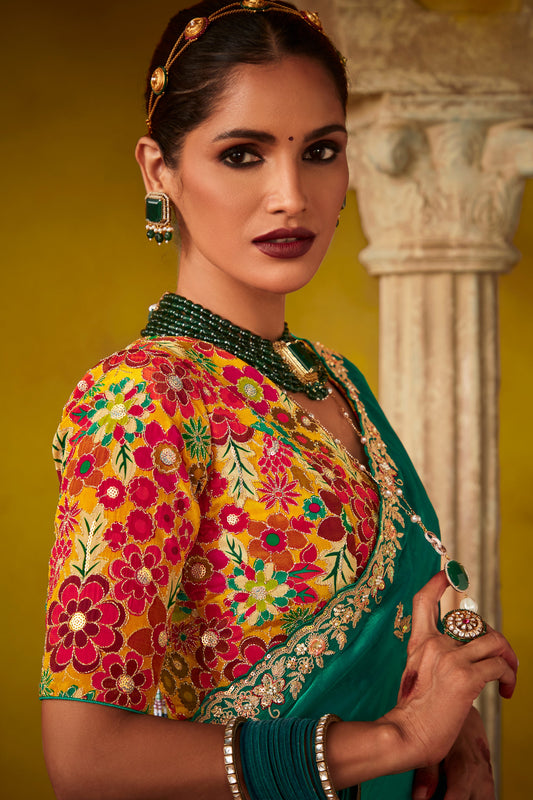 Green Embroidered Glass Tissue Saree-ZB133810_2_SareeButa.com