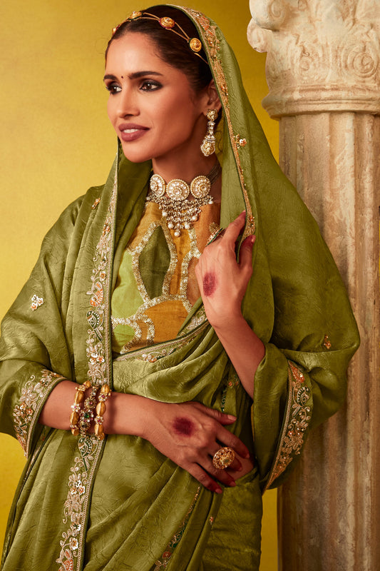 Green Embroidered Glass Tissue Saree-ZB133812_2_SareeButa.com