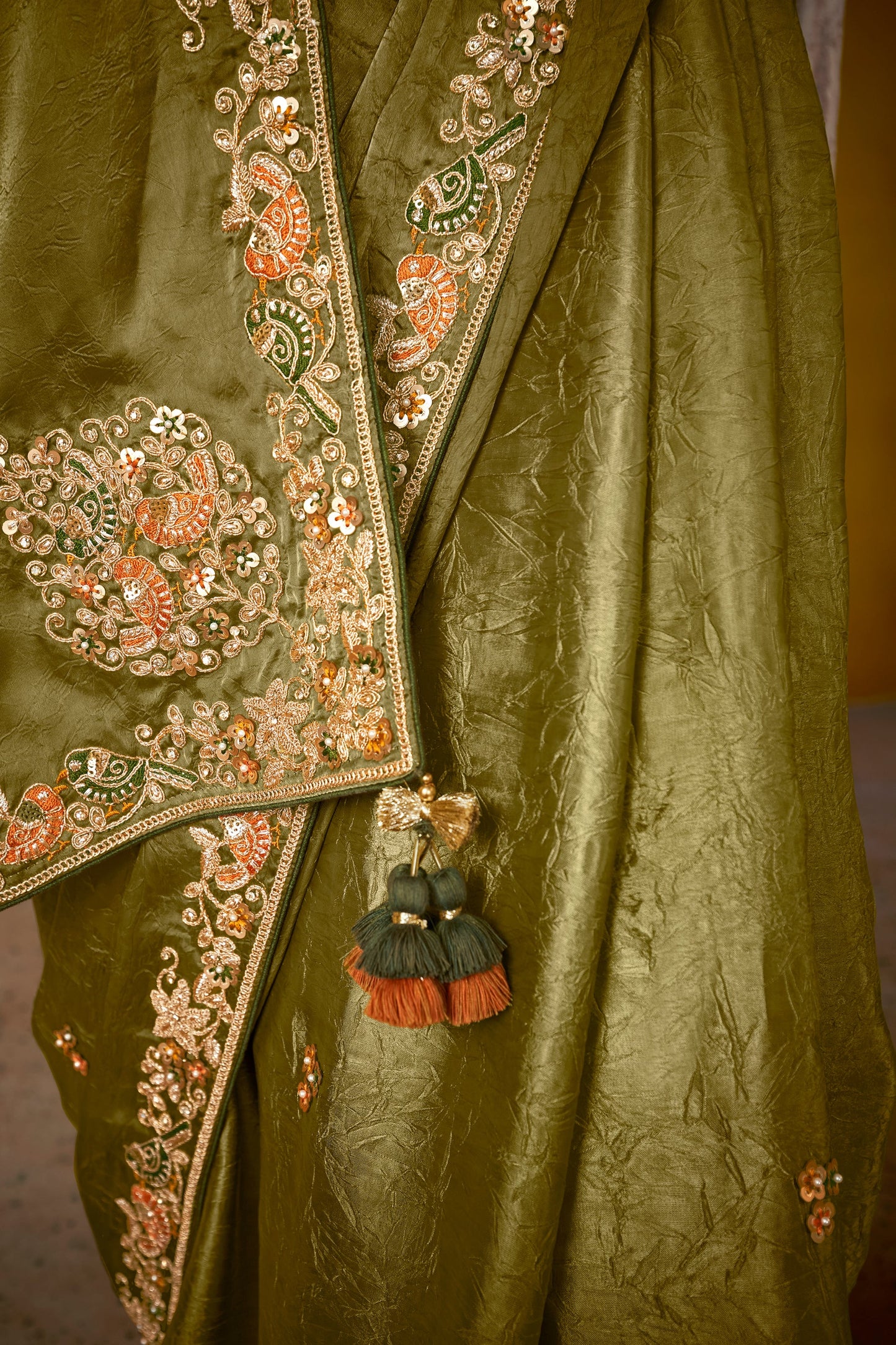 Green Embroidered Glass Tissue Saree-ZB133812_4_SareeButa.com