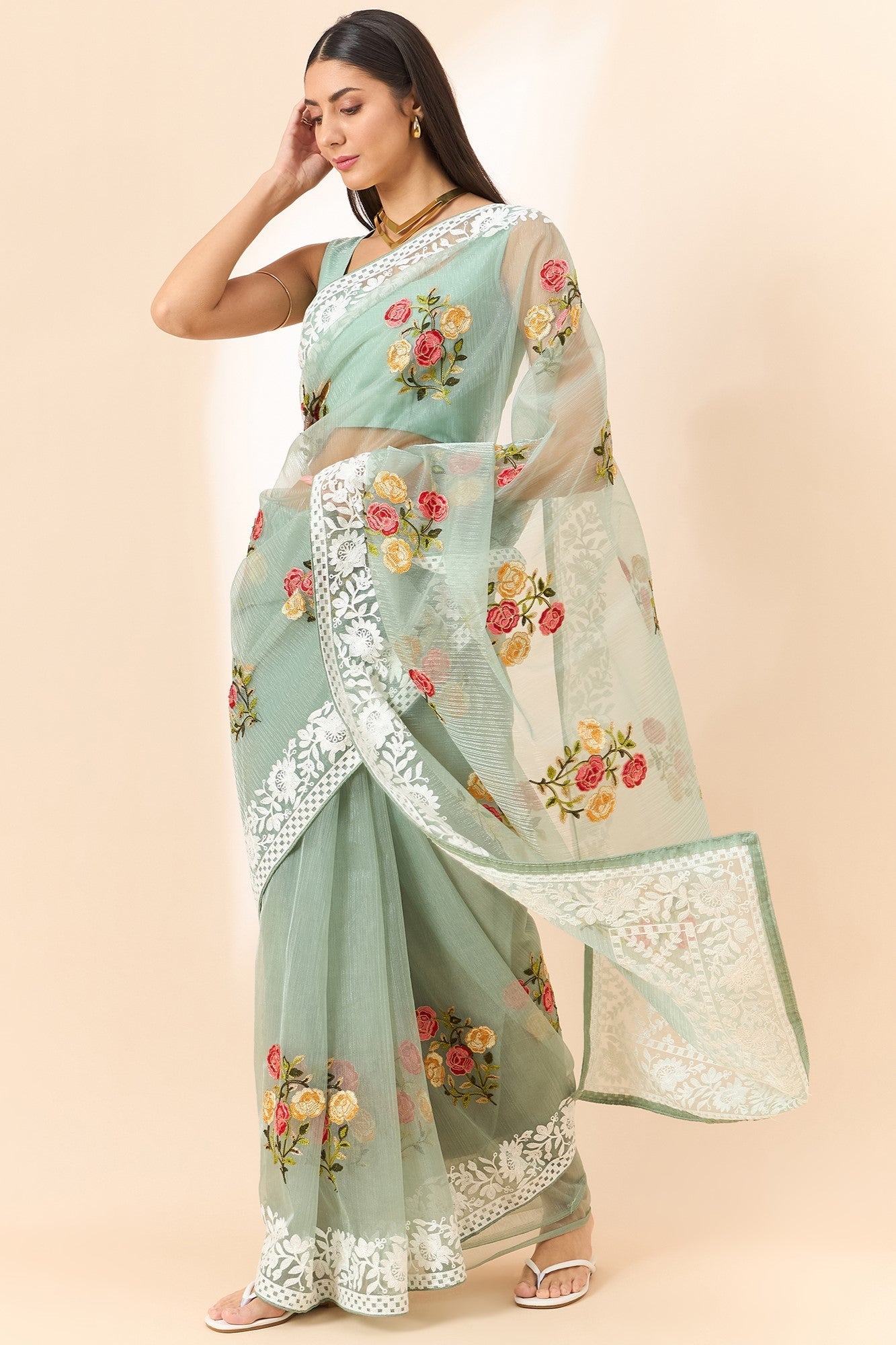 green-embroidered-organza-saree-zb131089_4_SareeButa.com