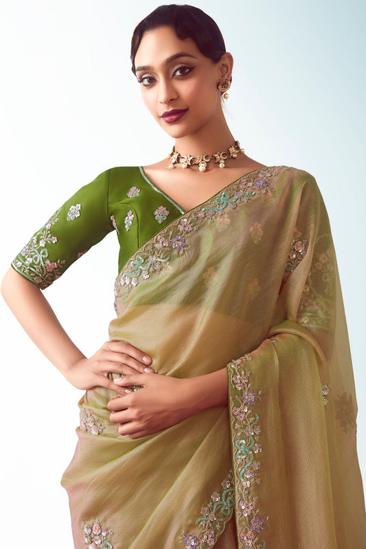 Green Embroidered Organza Saree-ZB134773_2_SareeButa.com