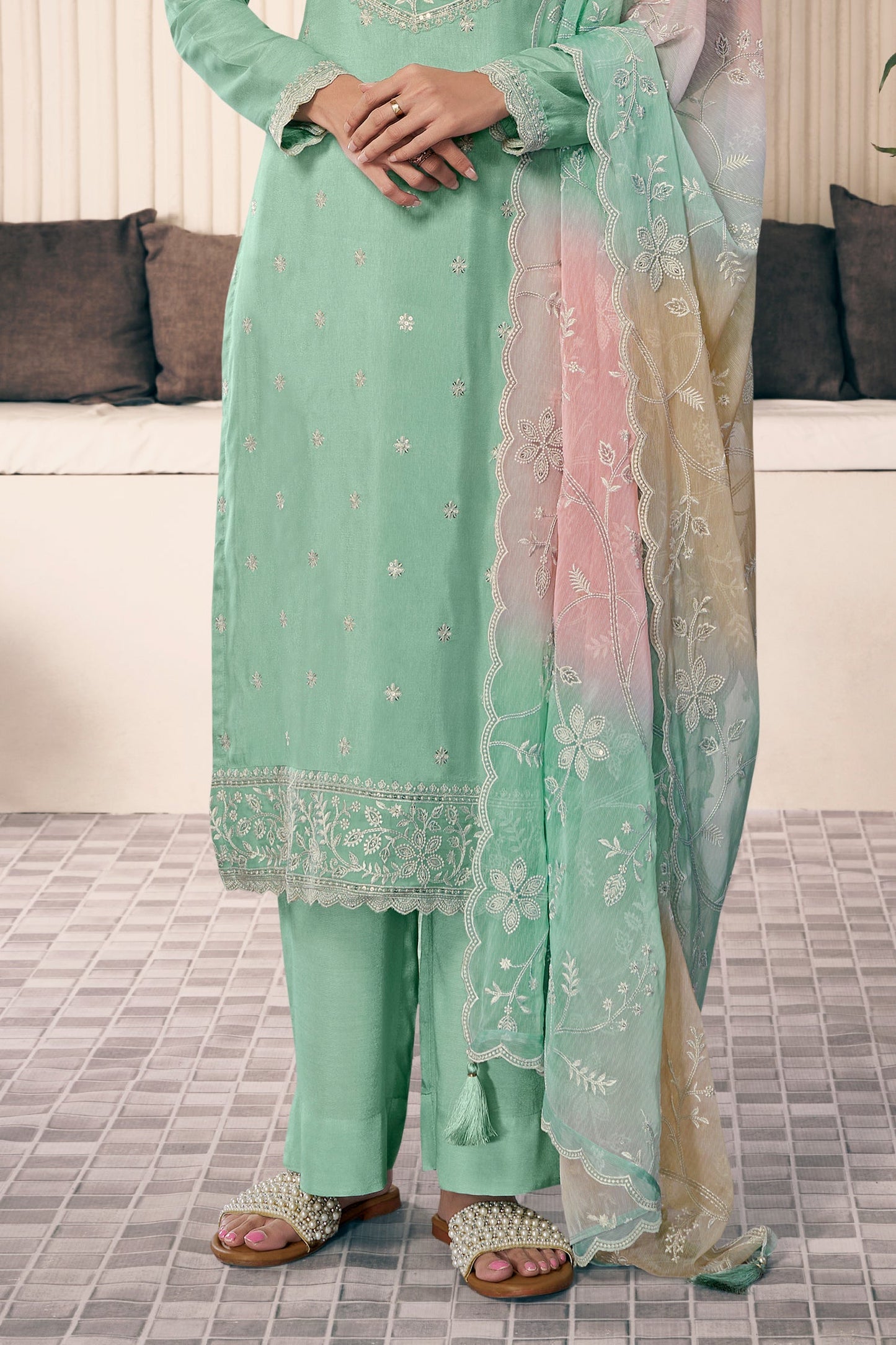 Green Embroidered Silk Suit-SS632_3_SareeButa.com