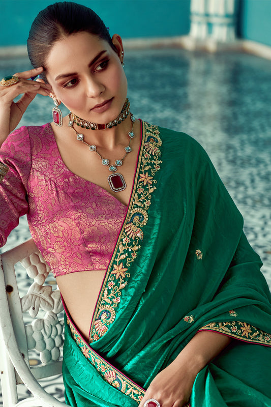 Green Embroidered Tissue Saree-ZB134088_2_SareeButa.com