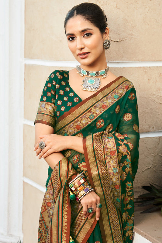 Green Georgette Brasso Saree-ZB134538_2_SareeButa.com