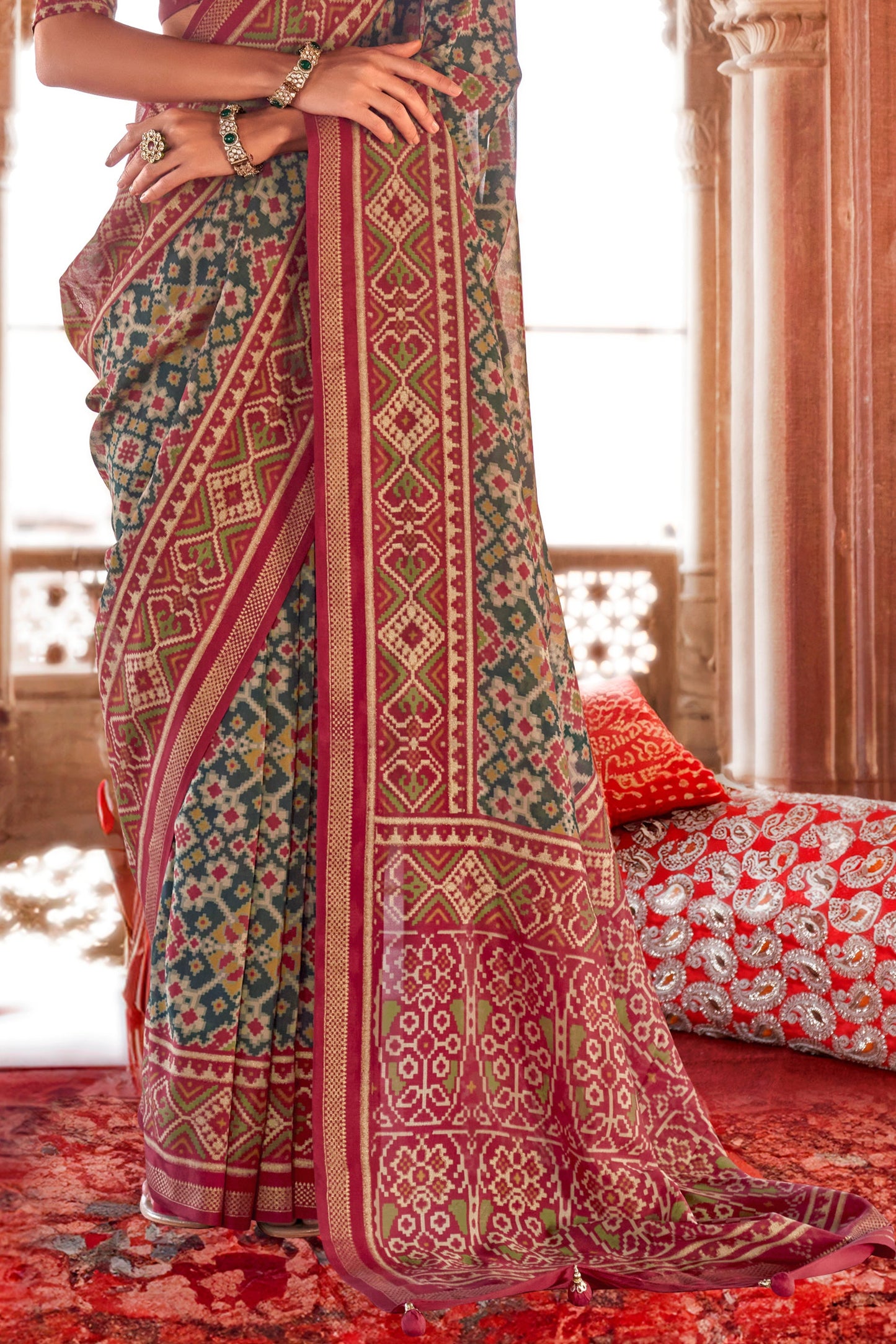 Green Georgette Patola Saree-ZB134177_4_SareeButa.com