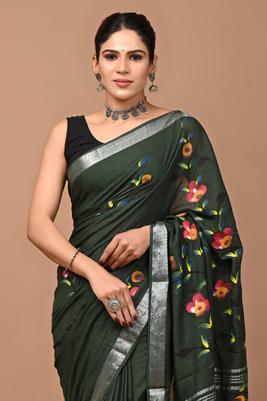 green-handblock-print-cotton-linen-saree-zb132606_2_SareeButa.com