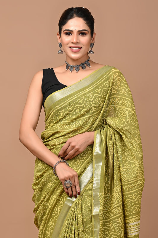 green-handblock-print-cotton-linen-saree-zb132614_2_SareeButa.com