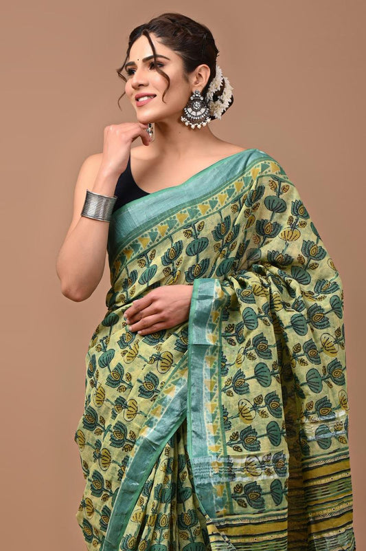 green-handblock-print-cotton-linen-saree-zb132615_2_SareeButa.com