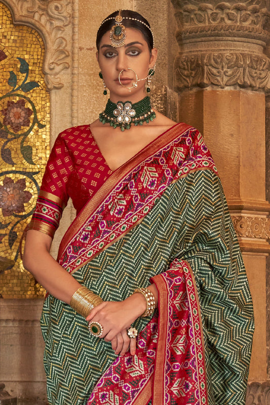 Green Printed Viscose Silk Saree-ZB133499_2_SareeButa.com