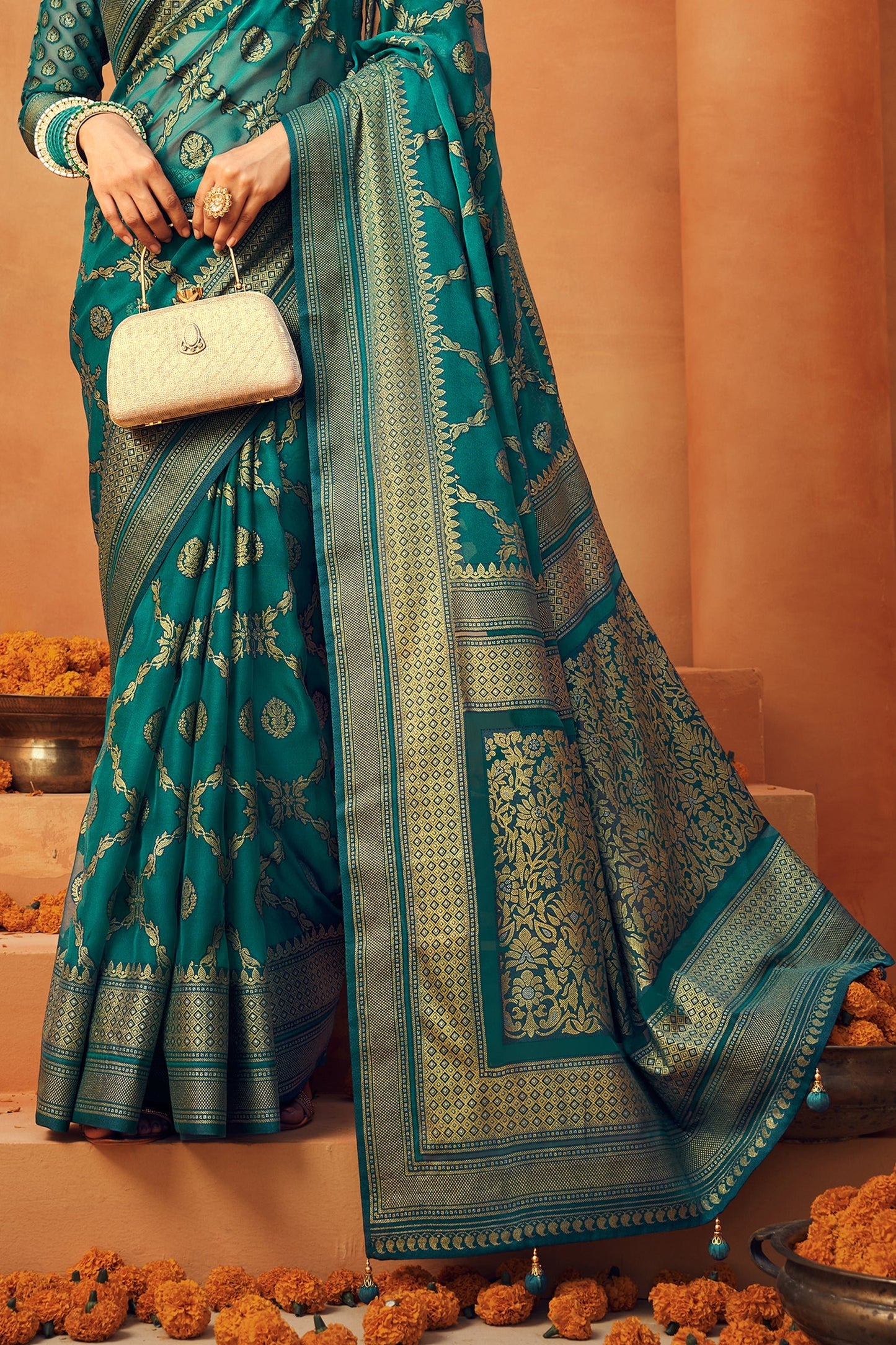 Green Printed Georgette Saree-SAR10101_4_SareeButa.com