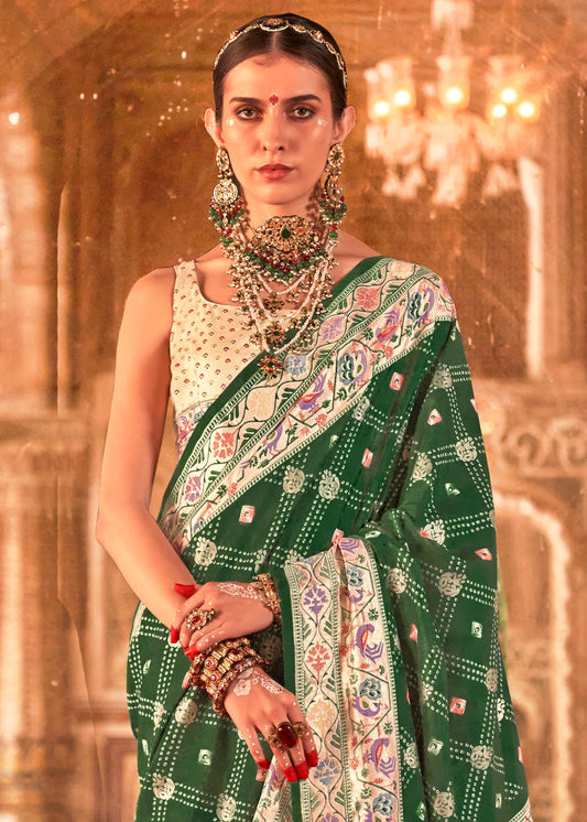 Green Printed Paithani Silk Saree-ZB134545_2_SareeButa.com