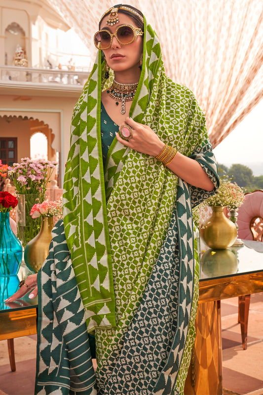 Green Printed Patola Saree-ZB133521_2_SareeButa.com