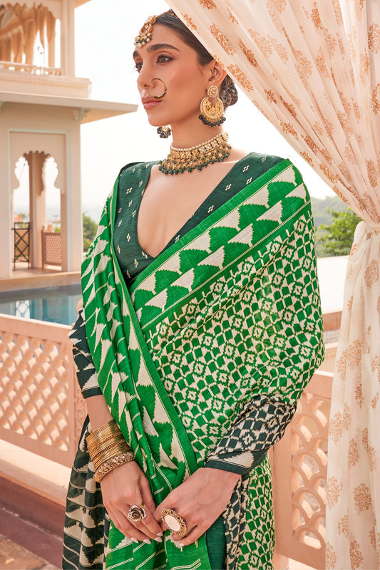 Green Printed Patola Saree-ZB133787_2_SareeButa.com